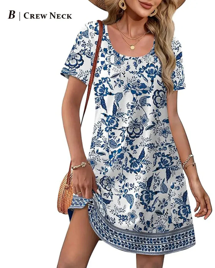 Summer Women’s V-Neck Casual Short Sleeve Dress