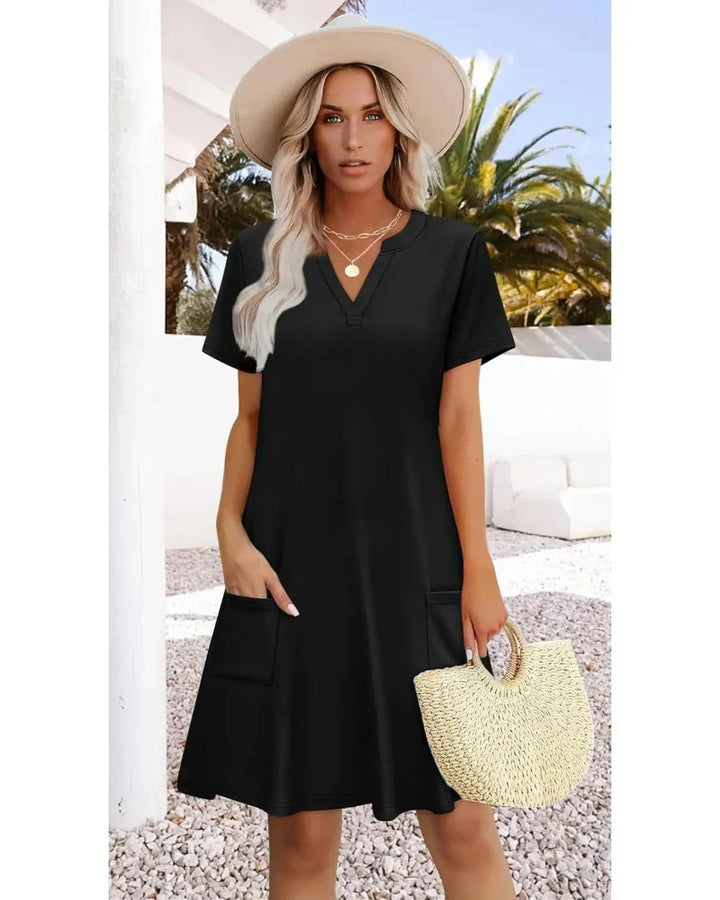 Summer Women’s V-Neck Casual Short Sleeve Dress