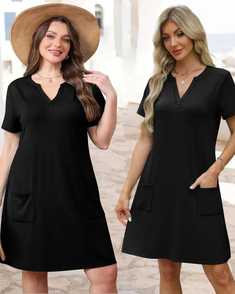 Summer Women’s V-Neck Casual Short Sleeve Dress