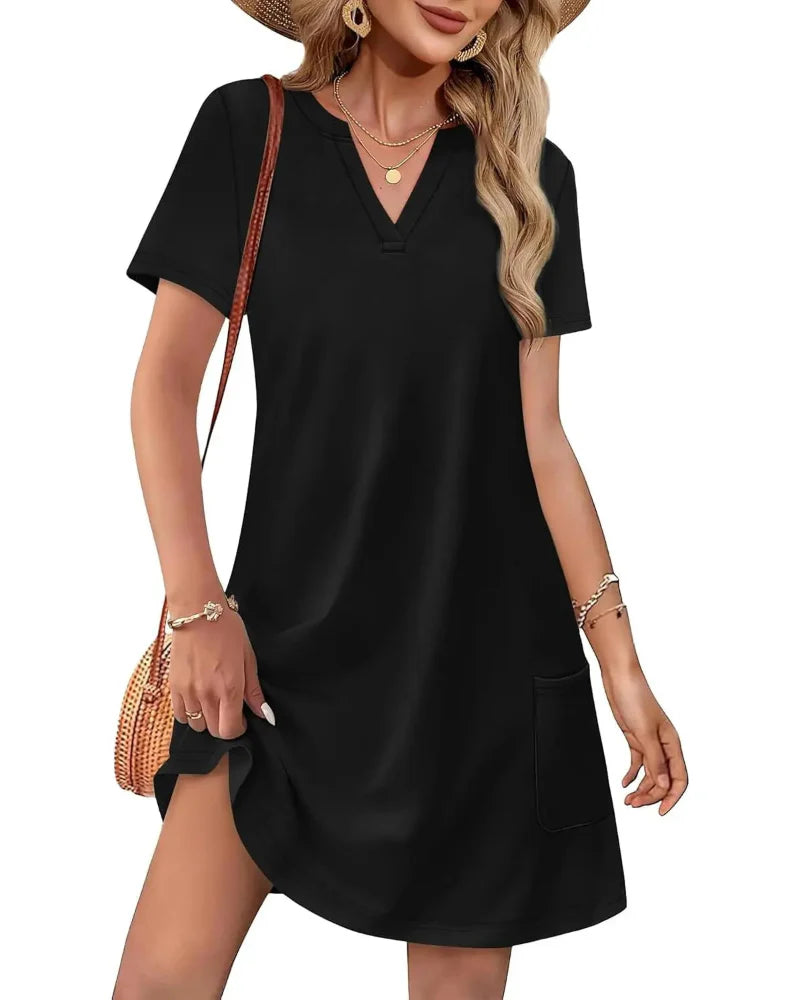Summer Women’s V-Neck Casual Short Sleeve Dress