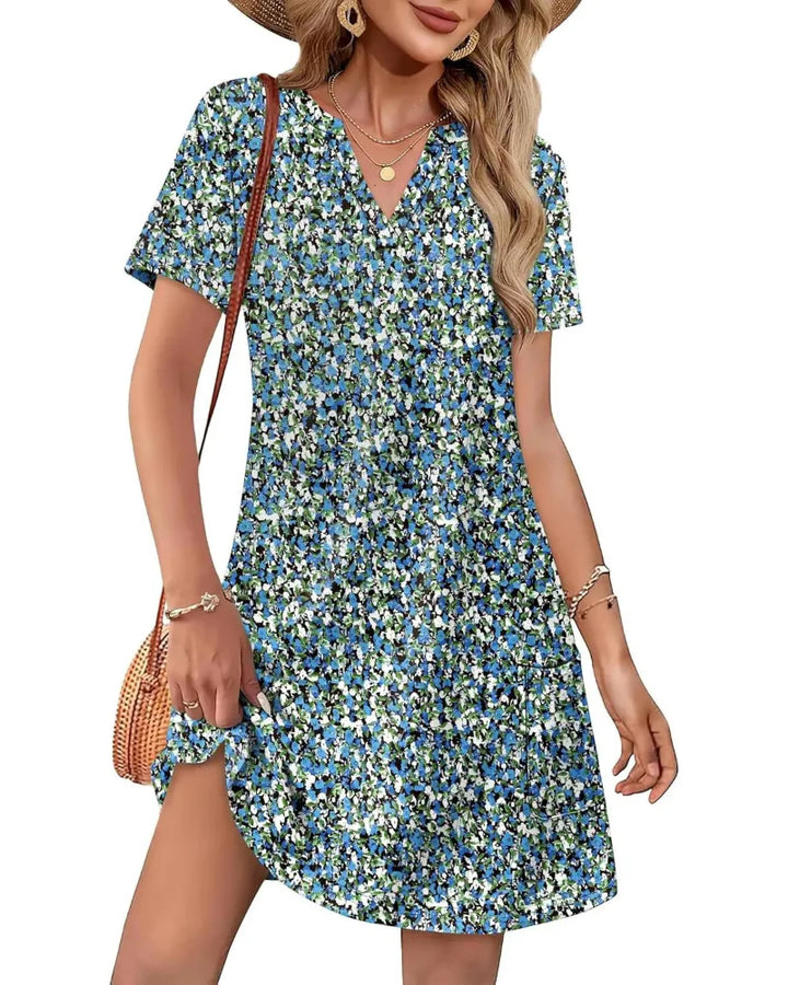 Summer Women’s V-Neck Casual Short Sleeve Dress