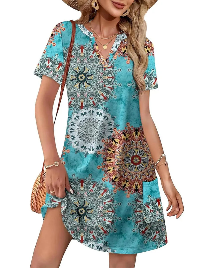 Summer Women’s V-Neck Casual Short Sleeve Dress