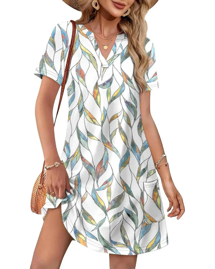 Summer Women’s V-Neck Casual Short Sleeve Dress