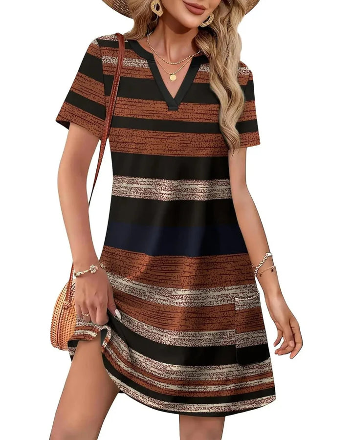 Summer Women’s V-Neck Casual Short Sleeve Dress