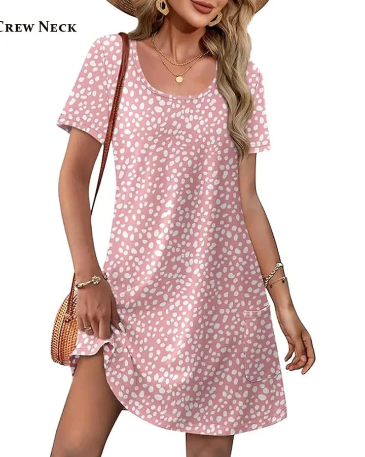 Summer Women’s V-Neck Casual Short Sleeve Dress