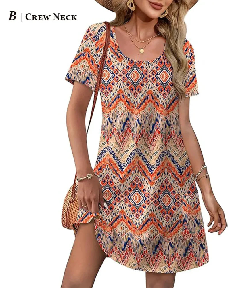 Summer Women’s V-Neck Casual Short Sleeve Dress