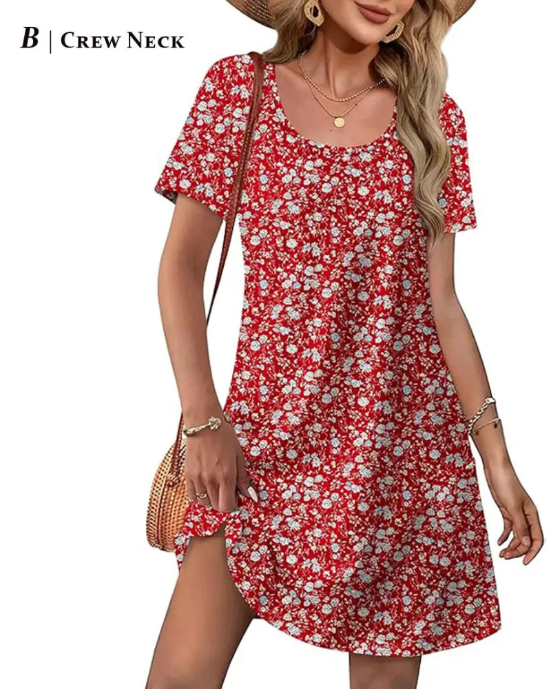 Summer Women’s V-Neck Casual Short Sleeve Dress