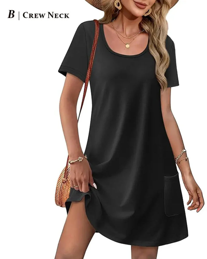Summer Women’s V-Neck Casual Short Sleeve Dress