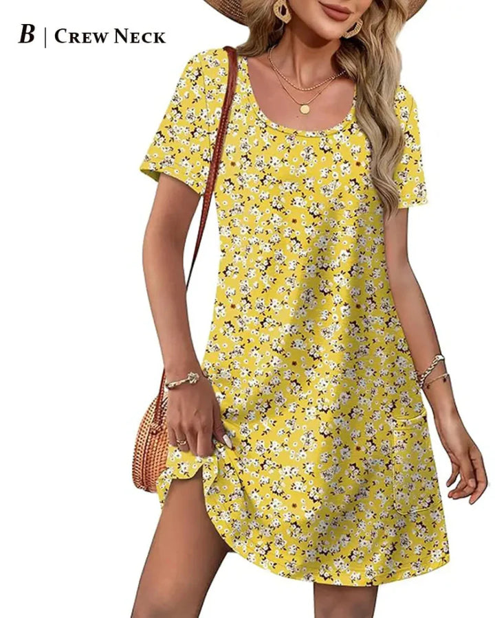 Summer Women’s V-Neck Casual Short Sleeve Dress