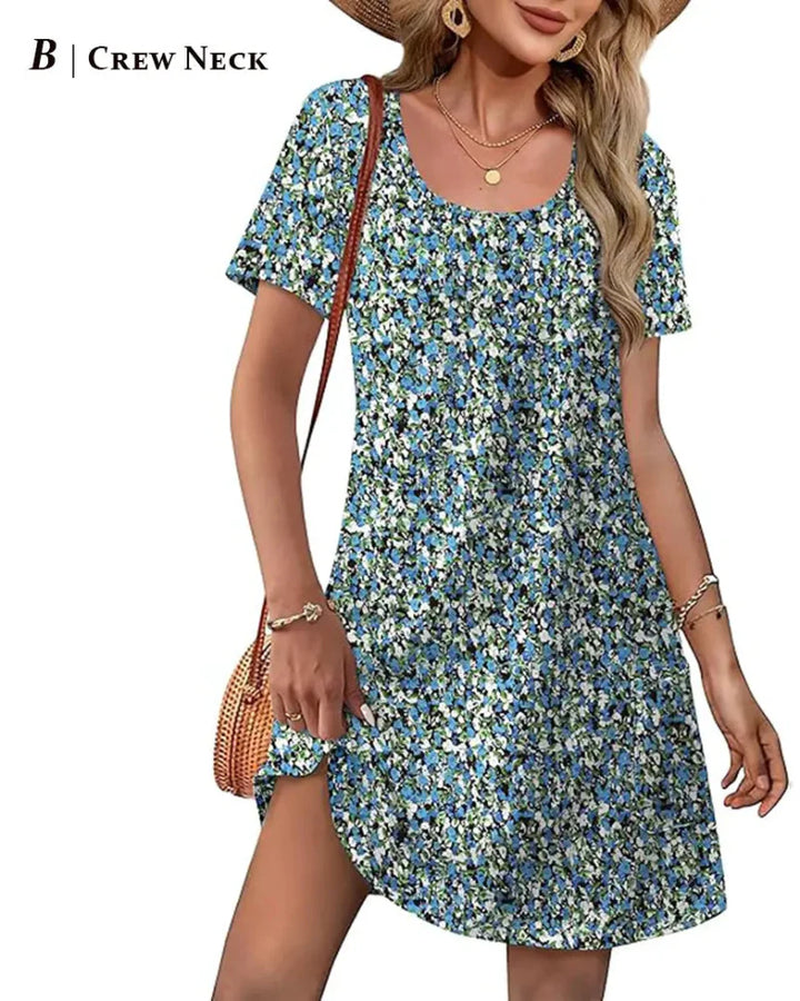 Summer Women’s V-Neck Casual Short Sleeve Dress